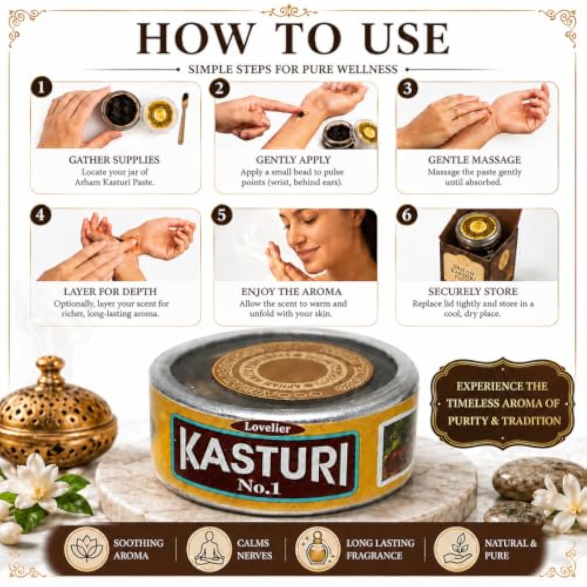 Original Kasturi Paste Perfume Attar, 10g