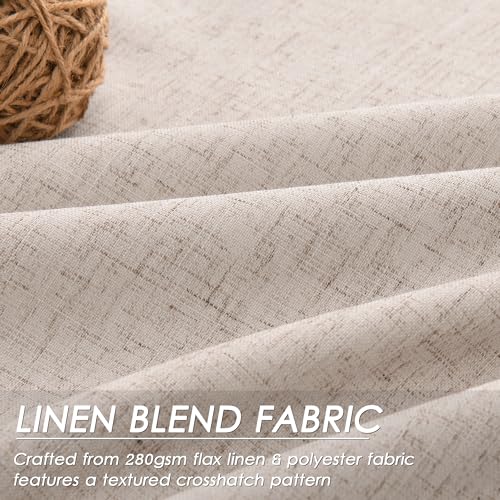 Image of Nanspring Oatmeal 100% Blackout Linen Curtains 84 Inch Length 2 Panels Set for Bedroom Back Tab Neutral Modern Farmhouse Decor Black Out Curtain for Living Room Thermal Insulated Drapes 52x84