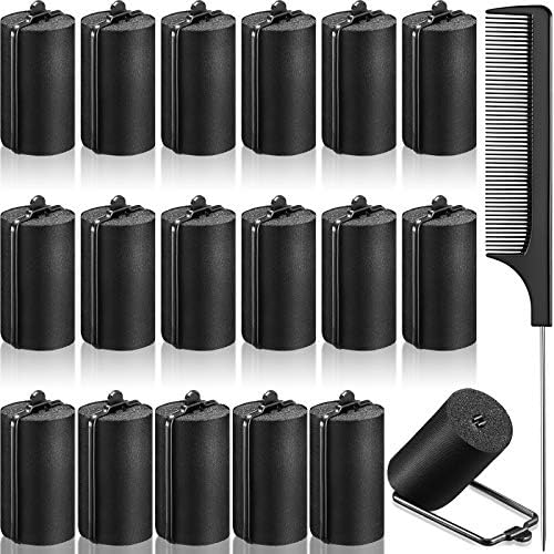 Syhood 18 Pcs Satin Foam Hair Rollers for Black Women with Comb, 1.42 Inch