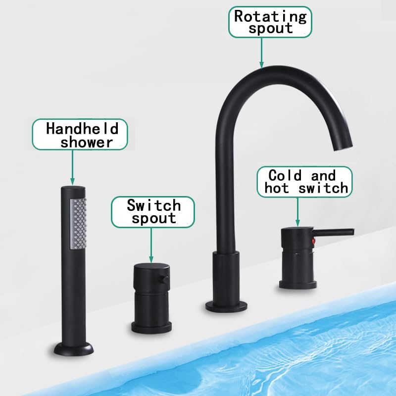 Robinet de douche moderne noir mat à bec orientable 360° - 6