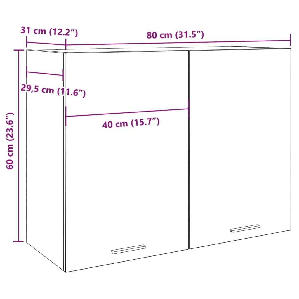 vidaXL Armoire Suspendue Lyon Gris béton 80 x 31 x 60 cm Bois d'ingénierie