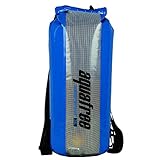 Aquafree アウトドア防水バッグ 24L ブルー 密封防水 円筒型 透明グリッド素材