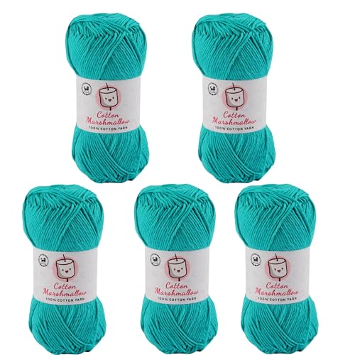 Image of NESTNHAVEN Cotton Marshmallow 100% Cotton Yarn - (50 g, 130 m) - Luxury Yarn for Crochet, Amigurumi, Embroidery, Toys, Garments, Flowers and Hobby Projects (Persian Blue) |
