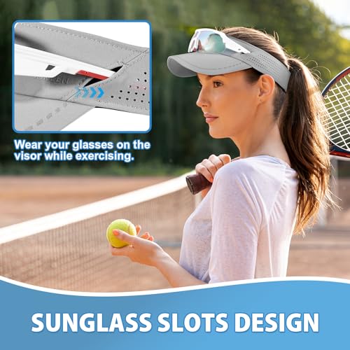 Image of Sukeen Sports Sun Visor for Men Women, Lightweight Adjustable Visor Hat, Reflective Running Tennis Golf Visor, Sunglass Slots