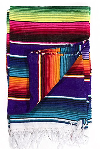Del Mex Mexican Serape Blanket (Large, Purple) - Thumbnail 3
