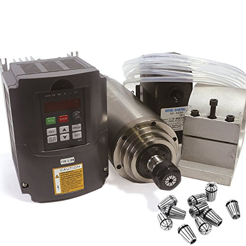 RATTMMOTOR CNC Spindle Motor Kit, 2.2KW 80mm Water Cooled Spindle Motor 110V ER20 400Hz 24000RPM+2.2KW VFD Drive Inverter 110V+80mm Spindle Motor Mount Clamp+ER20 Collets+80W Water Pump for CNC Router