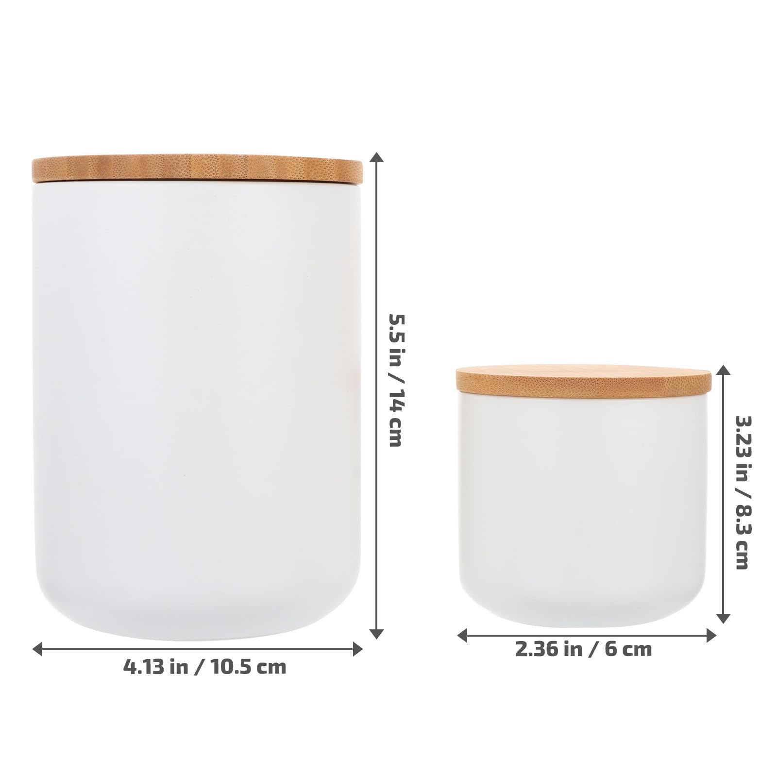 Operitacx 2 Piezas Tarro de Cerámica Hermético para Almacenar Granos y Especias en Cocina, con Tapa de Bambú, Capacidad 800ml y 260ml, Color Blanco Adecuado para Organizar Alimentos