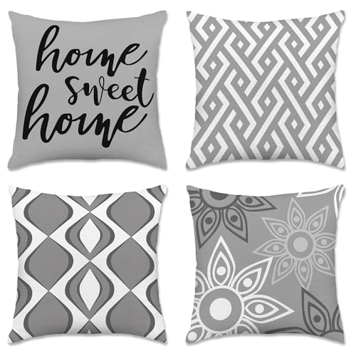 Hexagram Gray Geometric Pillow Covers 18x18 Decorative Pillow Covers