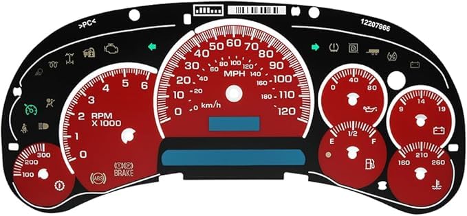 Red Gauge Face Overlay, LED Version | Trans Temp, Replacement