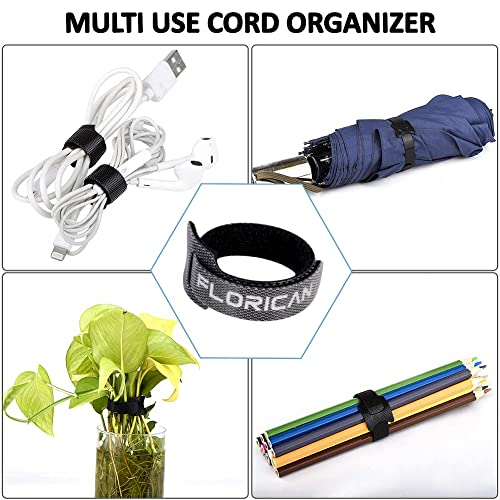 FLORICAN Cable Organiser, Cord Management System for PC, TV, Home Theater, Speaker & Cables, Reusable Cable Organizer for Desk, WFH Accessories, Reusable Cable Ties Strap (15 Pcs) 7 51bUhYE26VL