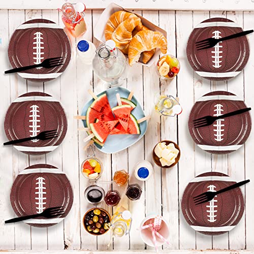 Image of gisgfim 24 pcs Football Paper Plates Football Dessert Plates Birthday Party Supplies Disposable 7 inch Sport Paper Tableware Decorations for Sports Fans Baby Shower