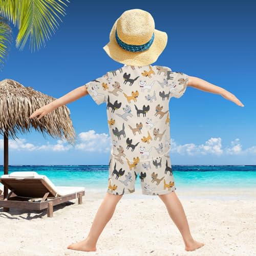 Image of visesunny Boy Floral Short Sleeve Button Down Shirt & Casual Shorts Set Summer Outfits 3-10 Years Clothes