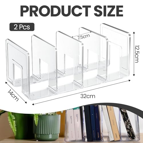 ASOUUNLD 2er Set Acryl-Zeitschriftensammler Transparenter Stehsammler 4-Fach Bücherständer & Schreibtisch Organizer für Zeitschriften Dokumente und Handtaschen Stabile Aufbewahrung für Büro und Küche