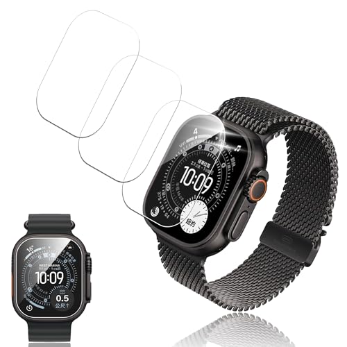 Nutmeg�y3���Z�b�g�zApple Watch Ultra 3 (2025) / 2 (2023) / 1 (2022) �p �K���X�t�B���� ���{���Ɏq�� Apple Watch Ultra 3 �ی�t�B���� 9H�d�x �����ߗ� �����^ �S�ʕی� �ϏՌ�