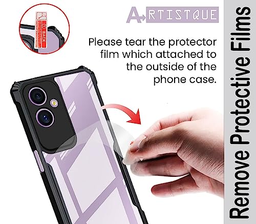 Image of A rtistque Clear Hard Transparent Acrylic Armor Anti-Drop Shockproof TPU Edge Back Cover Case for Samsung Galaxy F14 5G - Black