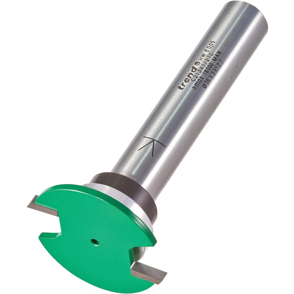 Trend Silver Craftpro Weatherseal Groover Router Cutter Bit, 1/2 Inch Shank, 36Mm Cut Diameter & 3Mm Cut Length, Tungsten Carbide Tipped, Bearing Guided, C213x1/2Tc