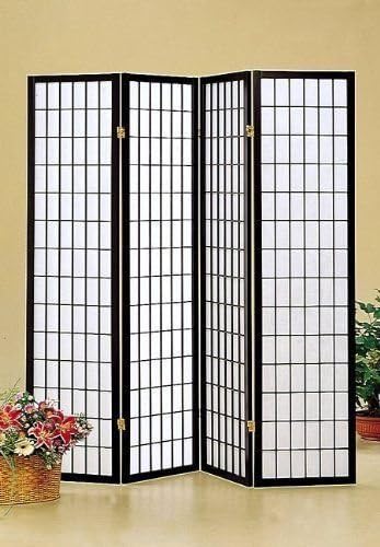 Japan Oriental Square Style - 4 Panel Black Shoji Screen/room Divider