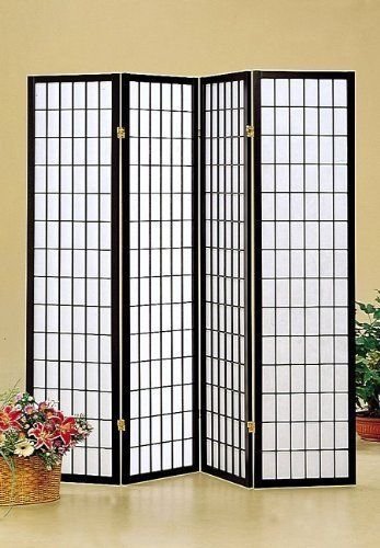 Japan Oriental Square Style - 4 Panel Black Shoji Screen/room Divider