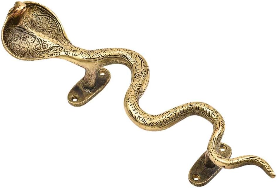 Indian Shelf 1 Pack Snake Gold Brass Kitchen Cabinet Handles for Door, Drawer, Dressers, Cupboard Upscale
