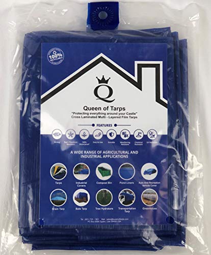 Queen of Tarps - Large Multi Purpose, Waterproof, New Technology, Premium Polymer Cover - (5PK LD Blue - 10 x 12 Feet)