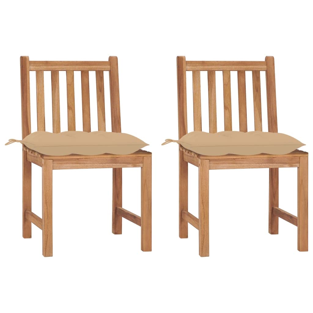 KCCKOM Patio Chairs 2 pcs with Cushions Solid Teak Wood, Outdoor Furniture, Outdoor Chairs