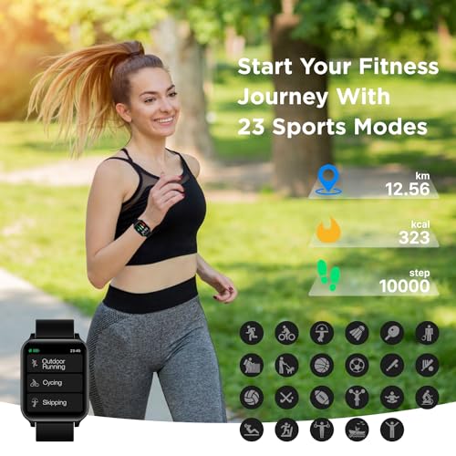 Image of BENIO Smart Watch for Men and Women, 1.69 inch Fitness Tracker, 24 /7Heart Rate /SpO2 /Sleep Tracker, Multiple Dials & 23 Sports Modes Fitness Watch, IP67 Waterproof, Compatible with Android iOS