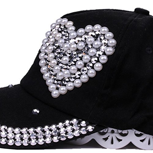Image of Adjustable Women Men Bling Rhinestone Denim Baseball Cap Hat