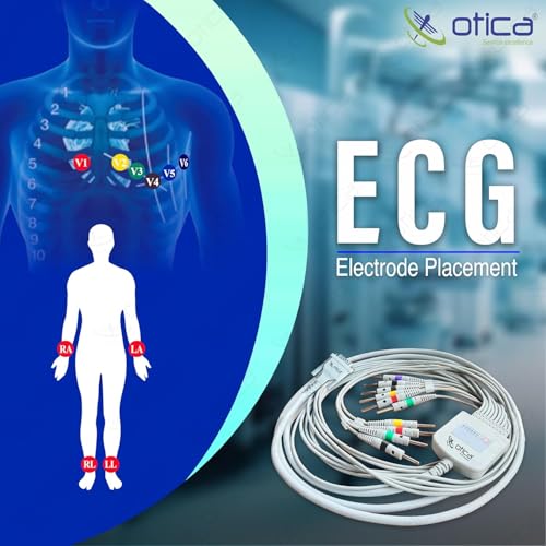 Image of OTICA ECG Cable 10 Lead 4mm Banana Type Pin Compatible with All Brands ECG Machine (Screw Type, Only ECG Cable)