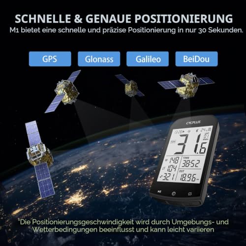 CYCPLUS Fahrradcomputer GPS Wireless, 2,9 Zoll Bildschirm ANT+ Fahrradcomputer GPS mit Bluetooth...