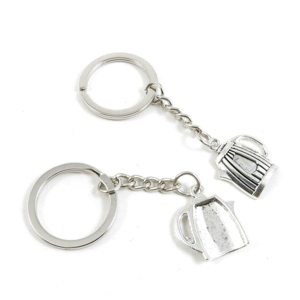 5 Pieces Antique Silver Tone Keychain Keyring Keytag Z6GN8B Teapot Water Kettle Key Chain Ring Tag Jewelry Making Charms