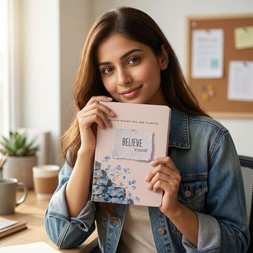 Image of Motivational Floral A5 Notebook Diary for Women & Students | Softbound Laminated Cover | Monthly Planner + Daily Planner | 21 x 15 cm Ruled Journal | Inspirational Quote Cover