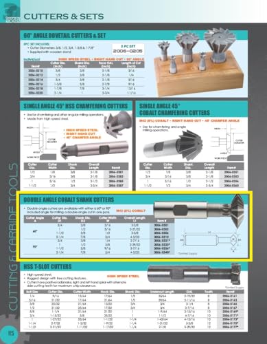 Image of HHIP 2006-0310 60 Degree M42 Cobalt Double Angle Cutter 2-1 /4 inch Cutter Diameter, 3 /4 inch Cutter Shank, 7 /8 inch Shank Diameter, 4-5 /32 inch OAL