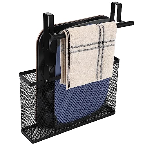 KES Over the Cabinet Door Organizer with Towel Bar, Cutting Board Organizer Cabinet Door, Cutting Board Holder with Towel Holder Matte Black, KUR521-BK