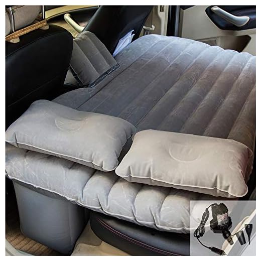 goldhik Car Travel Inflatable Mattress Flocking Air Bed Cushion Camping Universal SUV Back Seat Extended Air Couch with Two Air Pillows (Grey)