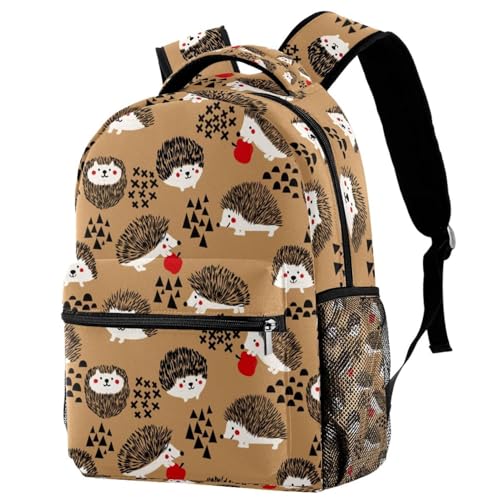 Sac à dos d'école hérisson multicolore pour adolescents et enfants 40cm