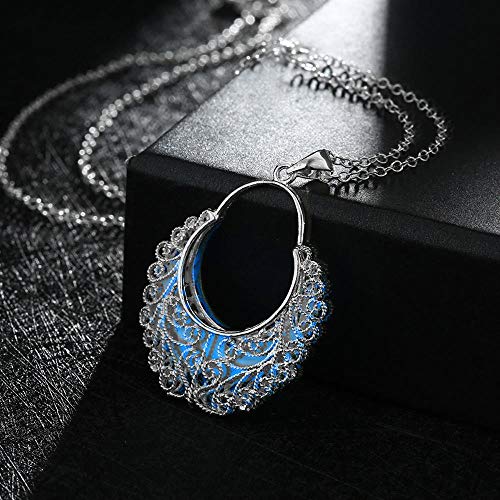 Preisvergleich Produktbild Katylen Necklace Unisex Romantische Zinklegierung Kabel Kette Anhänger Halskette Leuchtende Serie Fashion Emaille Carving Geometrische Leuchtende Halskette, Preußischblau