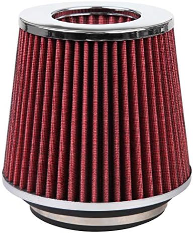 Cartman Clamp-On Engine Air Filter, Fit Intake Tube with 3/3.5/4in Diameter, Premium High Performance Replacement Filter, Washable and Reusable, Round Tapered, Red