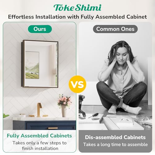 Image of TokeShimi 16 x 24 Bathroom Medicine Cabinet with Mirror, Oil Rubbed Bronze