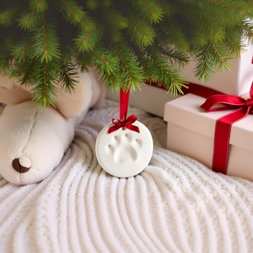 Pearhead Haustierpfotenabdruck, rund, weiß, DIY-Kit, Weihnachten