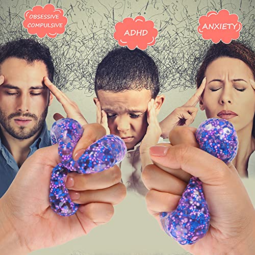 Stress Balls 3 Pieces Fidget Toys 2 Inches Bead Water Sensory Ball For Adults Anxiety Stress Birthday/ Holiday Party Favor (Purple, Blue, Orange) #TOP2