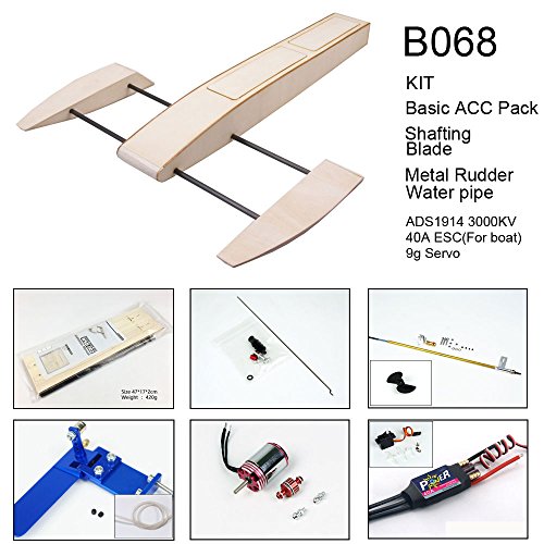 Dancing Wings Hobby RC Outrigger Shrimp Boat Wooden 495mm Sponson Race Boat Kit to Build for Adults (B068)