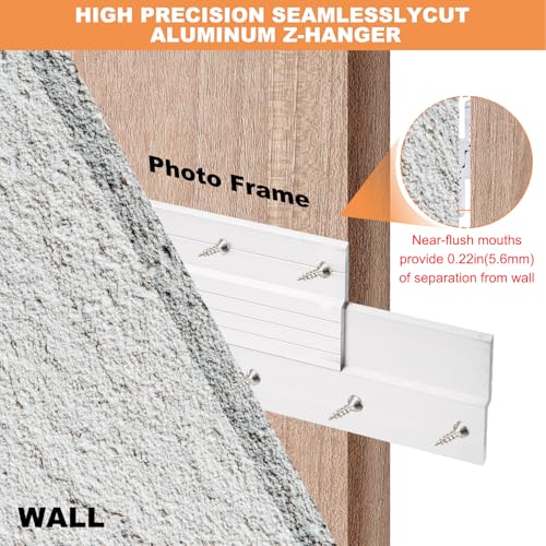 Image of uxcell French Cleat Picture Hanger 6 Inch, 1 Set Aluminum Z Clip Interlocking Wall Mounting Bracket Mirror Hanging Hardware Frame Hanger Silver Tone
