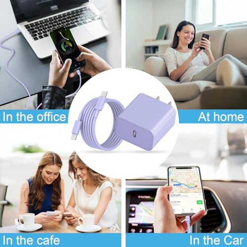 iPhone 18 17 16 15 Charger Fast Charging 10FT Cable 20W USB C Cube Purple by MYBEER - Used condition - Image 5