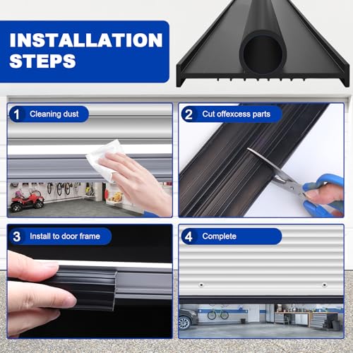 DGSL Garage Door Seals Bottom Rubber,Weather Stripping Sealing Strip Replacement, Universal Weatherproof Threshold Buffering (Black, 10Ft)