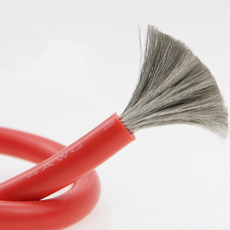 Cable de silicona súper suave 16, 14, 11, 10, 9, 8, 7, 6, 4, 3, 2 AWG, cobre estañado, 5 metros, modelo de avión, cable de conexión de batería de litio (rojo, 5 metros_3 AWG)