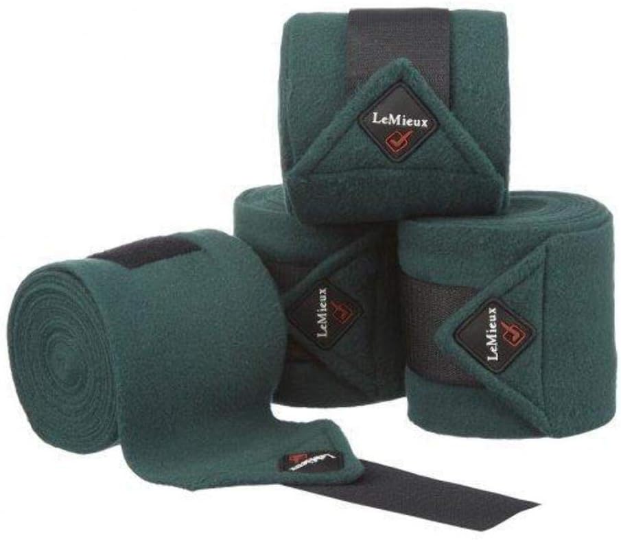LeMieux Classic Polo Bandages with Zipped Case - Satin End Detail - 3.8 m Long - Soft Fleece Protection Wraps - Pack of 4