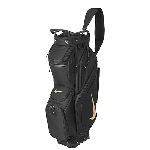 Nike Performance Golf Cart Bag 14-Way, Full-Length Divider (Black/Gold) - Unisex