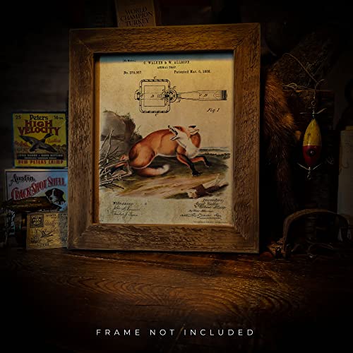 Fox Trap Patent - Vintage Rustic Trapping Hunting Wall Decor 8X10 Unframed Art Poster Print - Fur Trapping Decorations For Bar, Man Cave, Cabin, Lodge - Hunting Gifts For Men, Boys, And Hunters #TOP2