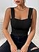 Imagen de Haibang Camiseta sin Mangas Mujer Verano Sexy Crop Top Ajustado Cuello Cuadrado Camisetas Tirantes Elegantes Tank Tops Básica Chalecos Top Lencero Doble Forro Moda Casual Streetwear