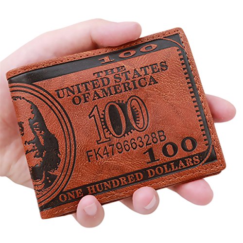 CH Mens US $100 Dollar Bill Leather Bifold Card Holder Wallet Handbag Purse2